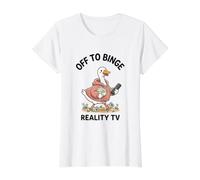 Off to Binge Reality TV Tonto Funny Goose Camiseta gráfica económica, Mujer, Blanco, XL