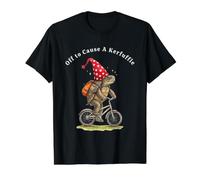 Off to Cause A Kerfuffle Fun Extraño Tortuga Montando En Bicicleta Camiseta gráfica económica, Hombre, Negro, S