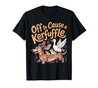 Off To Cause A Kerfuffle Funny Dachshund Frog Raccoon Animal Camiseta