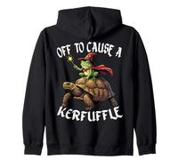 Off to Cause a Kerfuffle Funny Whimsical Frog Wizard Turtle Sudadera con Capucha