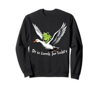 Off to Commit Tom Foolery Whimsical Frog Wizard Goose Retro Sudadera