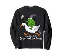 Off To Commit Tom Foolery Whimsical Frog Wizard Vintage Cute Sudadera