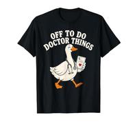Off To Do Doctor Things Funny Goose Medical Camiseta gráfica económica, Hombre, Negro, S