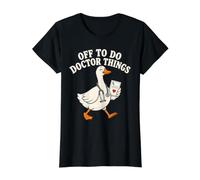 Off To Do Doctor Things Funny Goose Medical Camiseta gráfica económica, Mujer, Negro, L