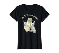 Off To Do Lab Things Funny Frog Química Científico Maestro Camiseta gráfica económica, Mujer, Negro, M