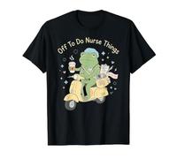 Off To Do Nurse Things Frog Scooter Coffee Healthcare RN Camiseta gráfica económica, Hombre, Negro, XL
