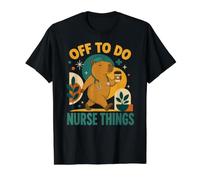Off To Do Nurse Things Funny Capybara ICU ER Nurse Coffee Camiseta gráfica económica, Hombre, Negro, XL