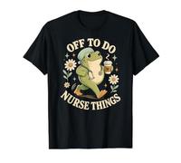 Off To Do Nurse Things Funny Frog ICU ER Nurse Coffee Camiseta gráfica económica, Hombre, Negro, XL