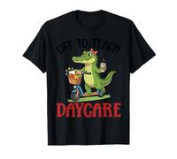 Off To Enseñar Guardería Lindo Cocodrilo Profesor Scooter Escuela Camiseta