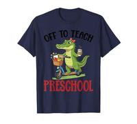 Off To Enseñar Preescolar Cute Alligator Teacher Scooter School Camiseta