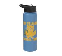 Off To Learn School Time Owl Student Reading Stainless Steel Insulated Water Bottle