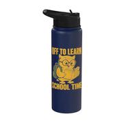 Off To Learn School Time Owl Student Reading Stainless Steel Insulated Water Bottle