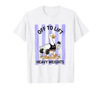 Off to Lift Heavy Weights - Rayas de Ganso tontas Camiseta gráfica económica, Hombre, Blanco, S