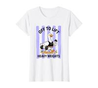 Off to Lift Heavy Weights - Rayas de Ganso tontas Camiseta gráfica económica, Mujer, Blanco, S