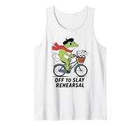 Off to Matar Ensayo Divertido Teatro Rana En Una Bicicleta Camiseta sin Mangas