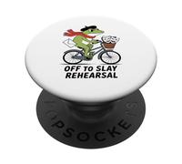 Off to Matar Ensayo Divertido Teatro Rana En Una Bicicleta PopSockets PopGrip Adhesivo