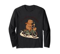 Off To Mind My Own Business Cozy Capybara Montando Una Bicicleta Manga Larga