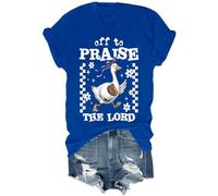 Off to Praise The Lord - Camisa vintage cristiana de ganso unisex, azul real, XL