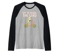 Off To Praise The Lord Frog Meme Funny Christian Faith Jesus Camiseta Manga Raglan