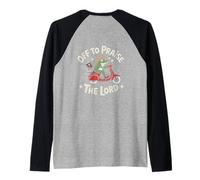 Off To Praise The Lord Frog Meme Funny Christian Faith Jesus Camiseta Manga Raglan