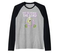 Off To Praise The Lord Frog Meme Funny Christian Faith Jesus Camiseta Manga Raglan