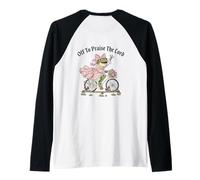 Off To Praise The Lord Frog Meme Funny Christian Faith Jesus Camiseta Manga Raglan