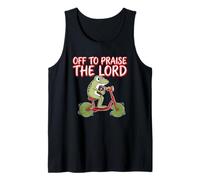 Off To Praise The Lord Frog Meme Funny Christian Faith Jesus Camiseta sin Mangas