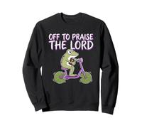 Off To Praise The Lord Frog Meme Funny Christian Faith Jesus Sudadera