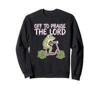 Off To Praise The Lord Frog Meme Funny Christian Faith Jesus Sudadera