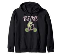 Off To Praise The Lord Frog Meme Funny Christian Faith Jesus Sudadera con Capucha