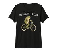 Off to Praise The Lord Funny Christian Meme Frog Humor Camiseta Premium