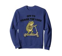 Off to Praise The Lord Funny Christian Meme Frog Humor Sudadera