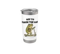 Off to Praise The Lord Funny Christian Meme Frog Humor Vaso térmico de acero inoxidable de doble pared