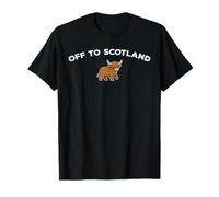 Off to Scotland Highland Cow Funny Vintage Scottish Souvenir Camiseta