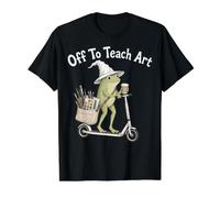 Off to Teach Art Teacher Frog Funny Back to School Graphic Camiseta gráfica económica, Hombre, Negro, XL