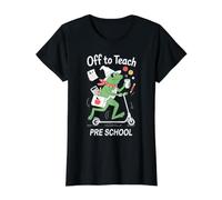 Off To Teach Pre-School Funny Preescolar Profesor Camiseta gráfica económica, Mujer, Negro, S