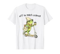 Off to Teach Science Funny Teacher Frog Back to School Humor Camiseta gráfica económica, Hombre, Blanco, XL