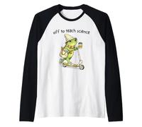 Off to Teach Science Funny Teacher Frog Back to School Humor Camiseta Manga Raglan