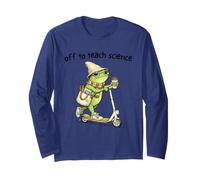 Off to Teach Science Funny Teacher Frog Back to School Humor Manga Larga