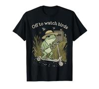 Off to Watch Birds - Rana Retro en Scooter eléctrico en pantano Camiseta