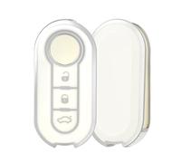 OFF WE GO Carcasa Funda con Fiat Mando Llave Coche TPU Funda Carcasa Llave Coche Compatible con 500 C/L/X Brava Bravo Doblo Ducato Fiorino Punto Panda Palio Carcasa Mando con Hombre Mujer,Plata Blanca
