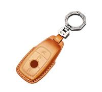 OFF WE GO Carcasa Funda de Piel con Llaveros para Llave 3 botones Mando Llave del Coche con Mercedes Funda Carcasa Llave Coche Compatible con Benz A B C E G S R Class GLA GLB GLC GLE GLS SL SLK,Marrón