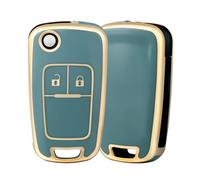 OFF WE GO Funda Carcasa Llave Coche 2 Botones TPU Mando Llave del Coche para Chevrolet Aveo Matiz Cruze Captiva Spark Orlando Trax Opel Insignia Meriva Astra Zafira Mokka Adam, Oro Azul