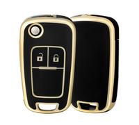 OFF WE GO Funda Carcasa Llave Coche 2 Botones TPU Mando Llave del Coche para Chevrolet Aveo Matiz Cruze Captiva Spark Orlando Trax Opel Insignia Meriva Astra Zafira Mokka Adam, Oro Negro