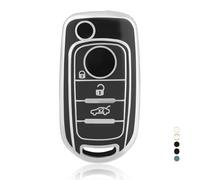OFF WE GO Funda Llave Coche Carcasa Mando con Fiat Argo Cronos Doblo Egea Freedom 500X Toro Egea Toro Nuovo Grazie Tipo Dodge Neon Casos Cubierta Llave Funda Tarjeta Llave, Plata Negra