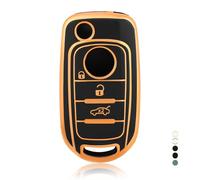 OFF WE GO Funda Llave Coche Carcasa Mando con Fiat Argo Cronos Doblo Egea Freedom 500X Toro Egea Toro Nuovo Grazie Tipo Dodge Neon Casos Cubierta Llave Funda Tarjeta Llave, Oro Negro