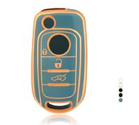 OFF WE GO Funda Llave Coche Carcasa Mando con Fiat Argo Cronos Doblo Egea Freedom 500X Toro Egea Toro Nuovo Grazie Tipo Dodge Neon Casos Cubierta Llave Funda Tarjeta Llave, Oro Azul