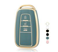OFF WE GO Funda Llave Coche Carcasa Mando con Toyota Aygo Yaris Corolla C-HR Camry GT86 GR Supra Prius Prado Mirai RAV4 Land Cruiser Hilux Proace Casos Cubierta Llave Funda Tarjeta Llave, Oro Azul