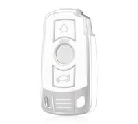 OFF WE GO Funda Llave Coche Carcasa Mando para BMW 1er E81 E82 E87 E88 3er E90 E91 E92 E93 5er E60 E61 6er E63 E64 X1 E84 X5 E53 E70 Casos de la Cubierta de Llave TPU Funda Tarjeta Llave, Plata Blanca