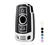 OFF WE GO Funda Llave Coche Carcasa Mando para BMW 1er E81 E82 E87 E88 3er E90 E91 E92 E93 5er E60 E61 6er E63 E64 X1 E84 X5 E53 E70 Casos de la Cubierta de Llave TPU Funda Tarjeta Llave, Plata Negra